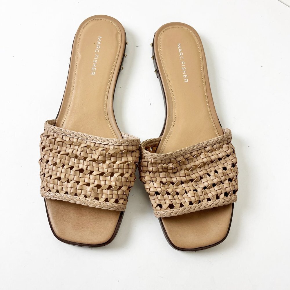 2/$30 Marc Fisher Woven Tan Jeremy Slide Sandal 9M - Picture 4 of 5
